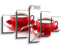 Obraz 5D ptidln - 125 x 70 cm F_GS61102564 - Red cups of strong coffee isolated on white - erven lky siln kvy izolovanch na blm