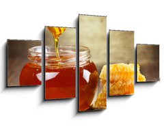 Obraz 5D ptidln - 125 x 70 cm F_GS61593982 - jar of honey with honeycomb