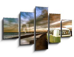 Obraz 5D ptidln - 125 x 70 cm F_GS62362861 - Strandbild mit Bulli 1