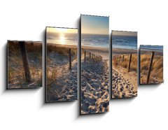 Obraz 5D ptidln - 125 x 70 cm F_GS62704922 - sunshine over path to beach in North sea