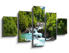 Obraz 5D ptidln - 125 x 70 cm F_GS63640355 - Vivid Swiss landscape with  pure river stream
