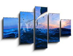 Obraz 5D ptidln - 125 x 70 cm F_GS65260791 - sailfish flying over blue sea ocean - plachetnice ltn pes modr mosk ocen