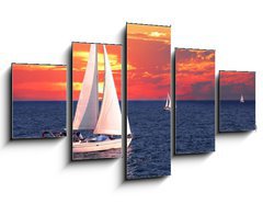 Obraz ptidln 5D - 125 x 70 cm F_GS6680599 - Sailboats at sunset