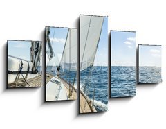 Obraz 5D ptidln - 125 x 70 cm F_GS68717744 - Yacht sail in the Atlantic ocean at sunny day cruise