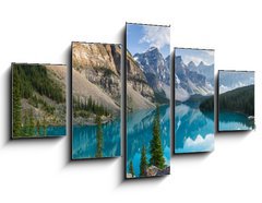 Obraz   Moraine lake rocky mountain panorama, 125 x 70 cm