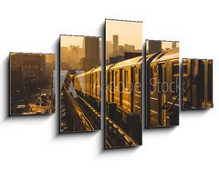 Obraz   Subway Train in New York at Sunset, 125 x 70 cm