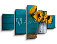 Obraz   sunflower in metal vase, 125 x 70 cm