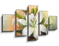 Obraz 5D ptidln - 125 x 70 cm F_GS71266838 - White lily flower.Flower oil painting