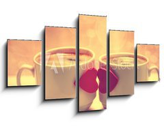 Obraz 5D ptidln - 125 x 70 cm F_GS71449240 - Two coffee cups with red hearts as a kissing lips