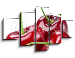 Obraz   Cherry with leaf isolated on white., 125 x 70 cm