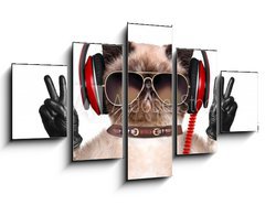Obraz   Cat headphones., 125 x 70 cm