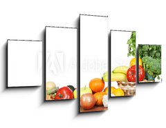 Obraz 5D ptidln - 125 x 70 cm F_GS75554730 - Fruits and vegetables isolated white background - Ovoce a zelenina izolovan na blm pozad