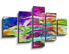 Obraz 5D ptidln - 125 x 70 cm F_GS76004024 - abstract colorful painting over brick wall