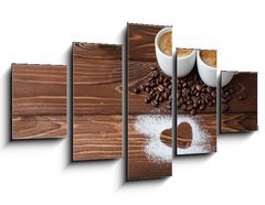Obraz 5D pětidílný - 125 x 70 cm F_GS76842456 - espresso coffee with sugar powdered heart