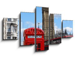 Obraz   Telephone box, Big Ben and double decker bus in London, 125 x 70 cm