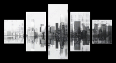 Obraz 5D ptidln - 125 x 70 cm F_GS796484552 - Digital cityscape with dots creating modern urban skyline