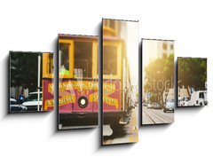 Obraz 5D ptidln - 125 x 70 cm F_GS80300867 - San Francisco Cable Car in California Street - Lanovka v San Franciscu na kalifornsk ulici