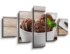 Obraz 5D pětidílný - 125 x 70 cm F_GS80747406 - ball coffee chocolate ice cream in a bowl