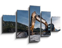 Obraz   view to huge orange mechanical shovel excavator on gravel, 125 x 70 cm