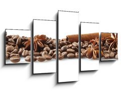 Obraz   Scattered coffee beans in line on white, 125 x 70 cm