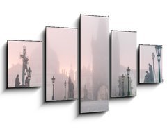 Obraz 5D ptidln - 125 x 70 cm F_GS85888464 - Charles Bridge in Prague at foggy morning - Karlv most v Praze na mlhavm rnu