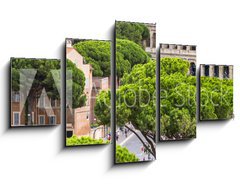 Obraz 5D ptidln - 125 x 70 cm F_GS94095592 - Exterior view of the Colosseum in Rome with green trees around.