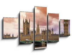 Obraz ptidln 5D - 125 x 70 cm F_GS9632866 - Stormy Skies over Big Ben and the Houses of Parliament