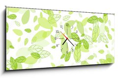 Obraz s hodinami 1D panorama - 120 x 50 cm F_AB100440261 - seamless background with green leaves - bezev pozad se zelenmi listy