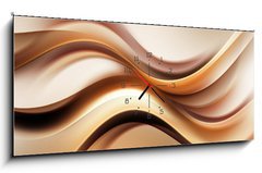 Obraz s hodinami 1D panorama - 120 x 50 cm F_AB100548617 - Abstract Gold Wave Design Background - Pozad abstraktn zlat vlny