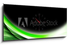 Obraz s hodinami 1D panorama - 120 x 50 cm F_AB100723245 - Abstract Green Wave Black Background Design