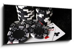Obraz s hodinami 1D panorama - 120 x 50 cm F_AB10109872 - very bad start in poker - velmi špatný start v pokeru