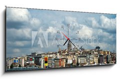 Obraz s hodinami 1D panorama - 120 x 50 cm F_AB10207663 - Boshphorus strait and asian side of Istanbul - Boshphorus úzké a asijské straně Istanbulu