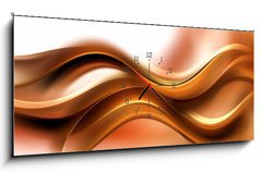 Obraz s hodinami 1D panorama - 120 x 50 cm F_AB102386676 - Abstract Gold Brown Wave Design Background