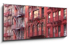 Obraz s hodinami 1D panorama - 120 x 50 cm F_AB103342306 - New York City / Fire escape