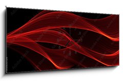 Obraz s hodinami 1D panorama - 120 x 50 cm F_AB103835138 - red glow energy wave. lighting effect abstract background with c