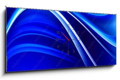 Obraz s hodinami 1D panorama - 120 x 50 cm F_AB104302255 - Blue Shines Neon Waves Design Background