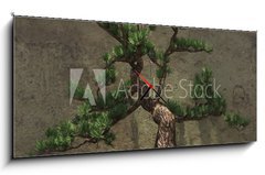 Obraz s hodinami 1D panorama - 120 x 50 cm F_AB104394182 - Decorative Bonsai Tree - Dekorativn strom bonsai