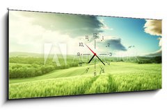 Obraz s hodinami 1D panorama - 120 x 50 cm F_AB104579595 - Tuscany sunset, Italy - Toskánsko západ slunce, Itálie