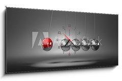 Obraz s hodinami   Metallic Balls Mechanism, 120 x 50 cm