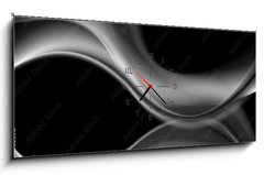 Obraz s hodinami 1D panorama - 120 x 50 cm F_AB107540596 - Dark abstract monochrome smooth waves background