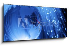 Obraz s hodinami 1D panorama - 120 x 50 cm F_AB10780575 - Earth   fiber optics