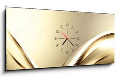 Obraz s hodinami 1D panorama - 120 x 50 cm F_AB109609788 - Fractal Abstract Gold Wave Design Background