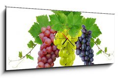 Obraz s hodinami 1D panorama - 120 x 50 cm F_AB10964464 - Three fresh grapes