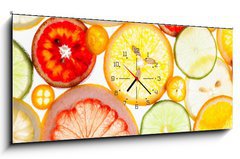 Obraz s hodinami   Citrus fruits, 120 x 50 cm