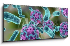 Obraz s hodinami 1D panorama - 120 x 50 cm F_AB110321094 - Bacteria and hepatitis A virus