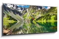 Obraz s hodinami 1D panorama - 120 x 50 cm F_AB11281080 - Mountain lake - Horské jezero