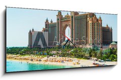 Obraz s hodinami 1D panorama - 120 x 50 cm F_AB115896652 - Atlantis Hotel in Dubai, UAE