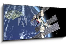 Obraz s hodinami 1D panorama - 120 x 50 cm F_AB11910163 - Weltall - vesmír