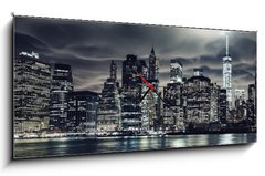 Obraz s hodinami 1D panorama - 120 x 50 cm F_AB120089914 - Dark night rises - Temná noc stoupá