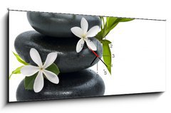 Obraz s hodinami 1D panorama - 120 x 50 cm F_AB12234709 - Spa still life with white flowers - Lzesk zti s blmi kvty